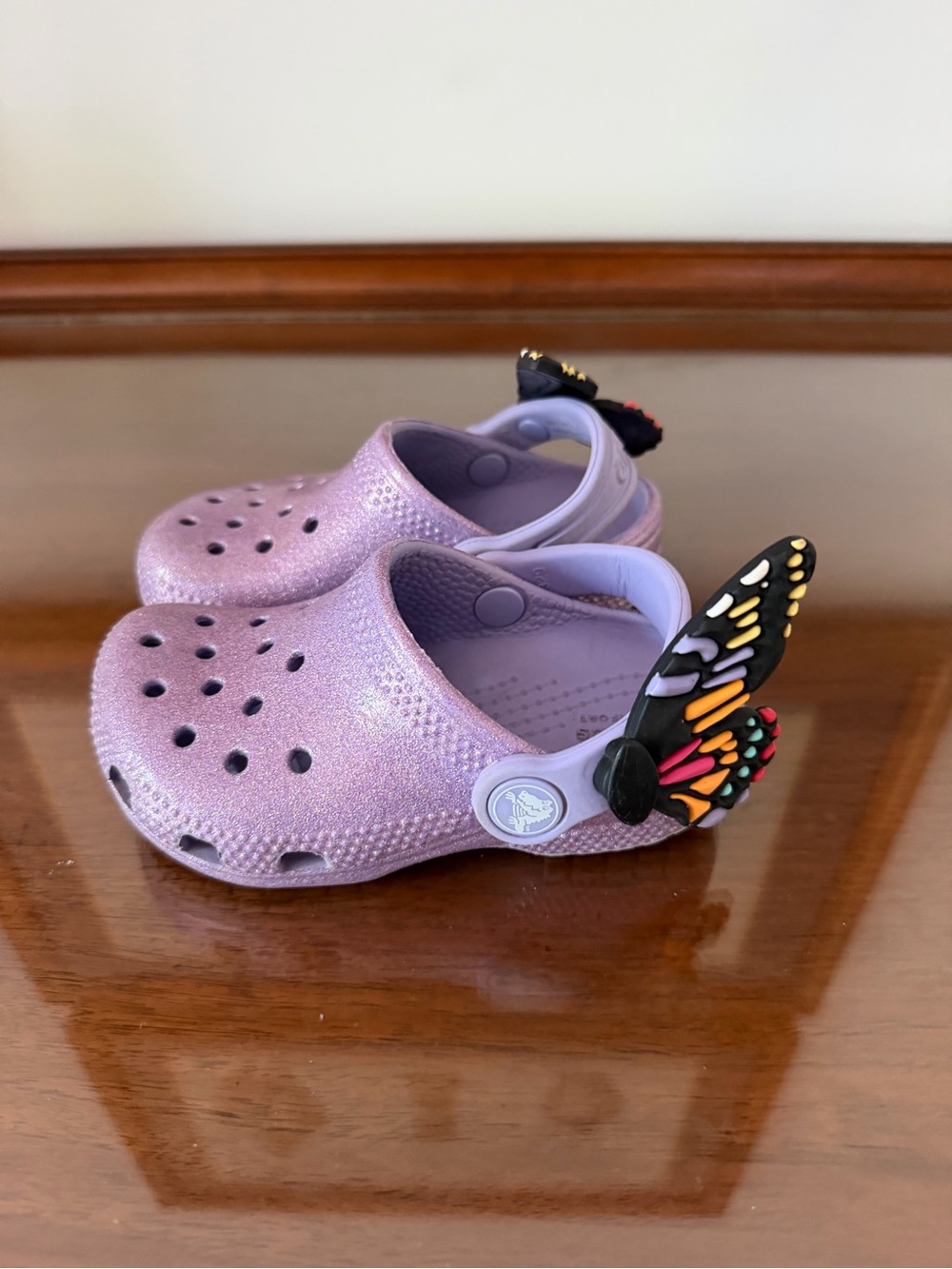 Crocs Classic IAM Butterfly Clog Mystic Purple Glitter Kids C7 Toddler